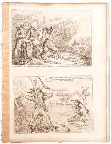 James Gillray cartoons Physical Aid; or, Britannia Recovered from a Trance;–Also, The Patriotic Courage of Sherry Andrew; and a Peep through The Fog



Armed Heroes